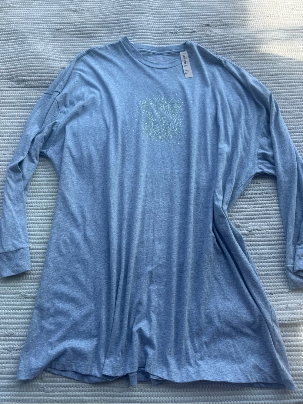 Victoria’s Secret Rhinestone Logo Long Sleeve Sleep Shirt XL XXL Grey NWT